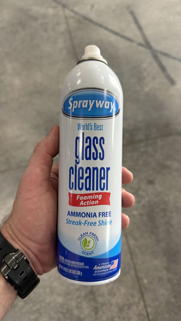 Sprayway Ammonia-Free Glass Cleaner in use at our shop